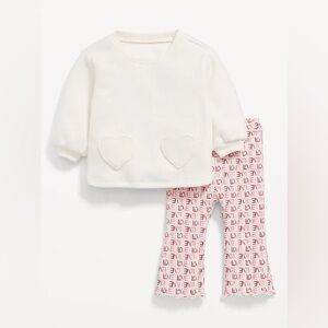 Old Navy | Cozy French Terry Crew-Neck and Flared Leggings Set for Baby Girl